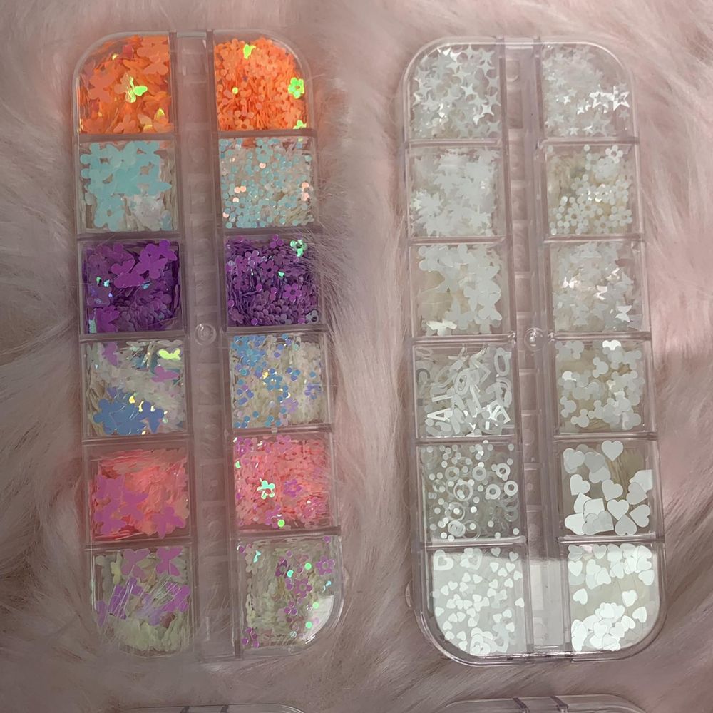 white heart butterfly flower sequins - 4