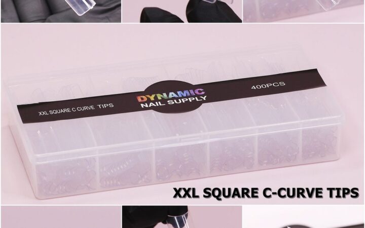 XXL Square C-Curve Tips: 400 Clear Long Nail Tips