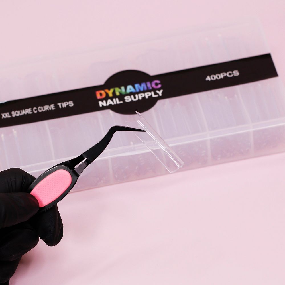 Clear XXL square C-curve nail tips - 12