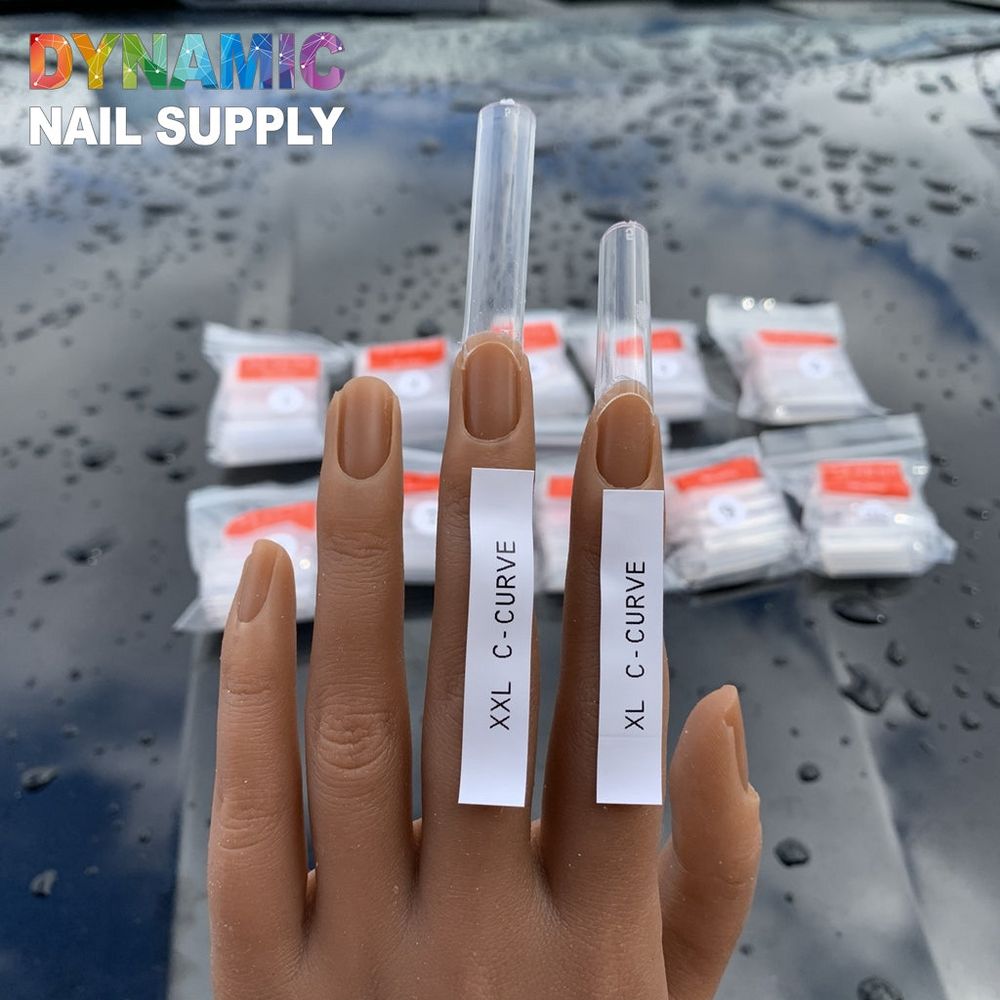 Clear XXL square C-curve nail tips - 8