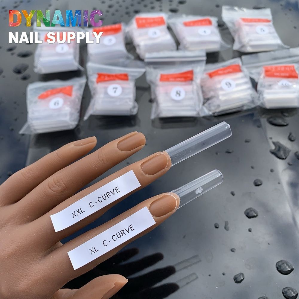 Clear XXL square C-curve nail tips - 9